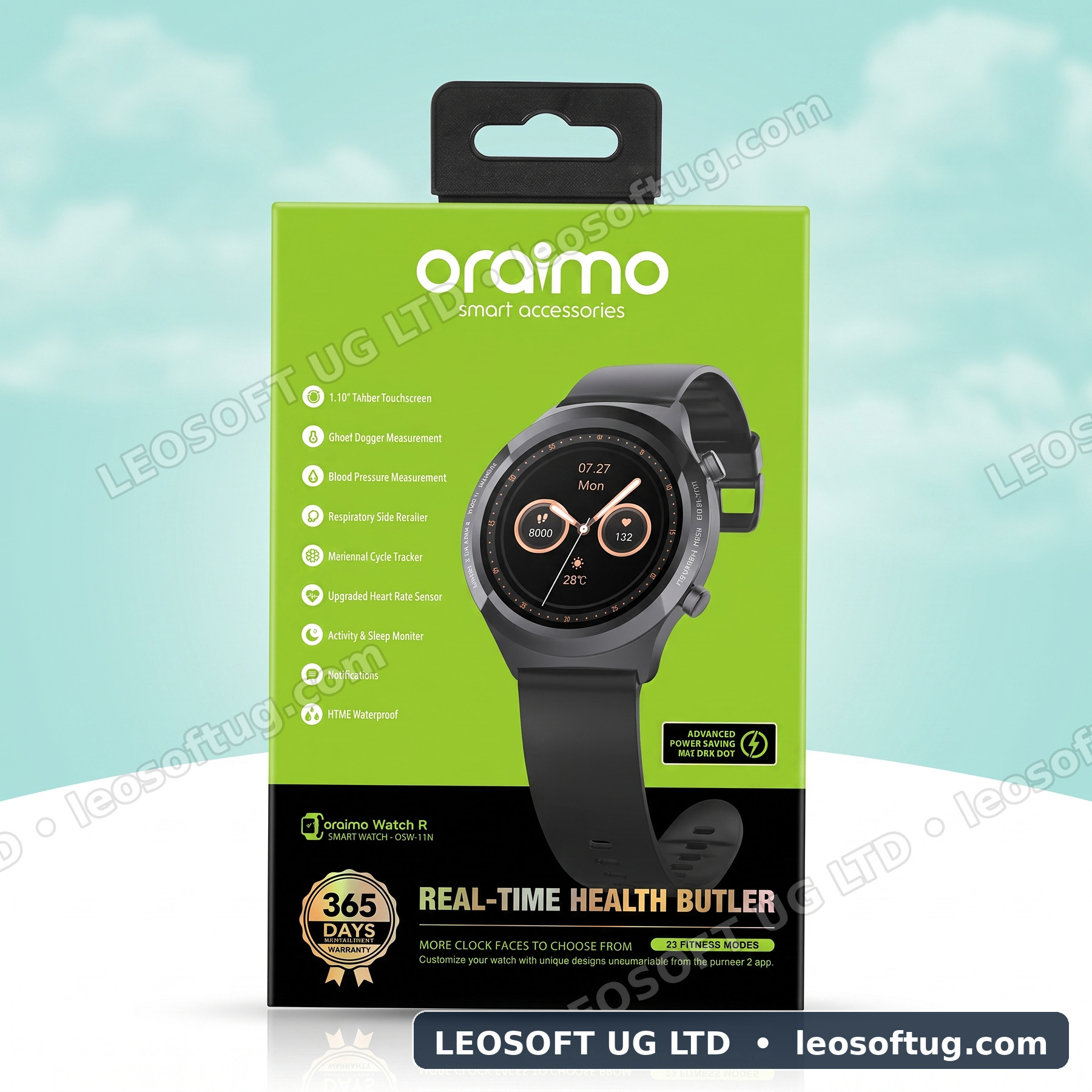 Original Oraimo Watch R (OSW-23N) 1.32" Round Touchscreen Health & Fitness Smartwatch
