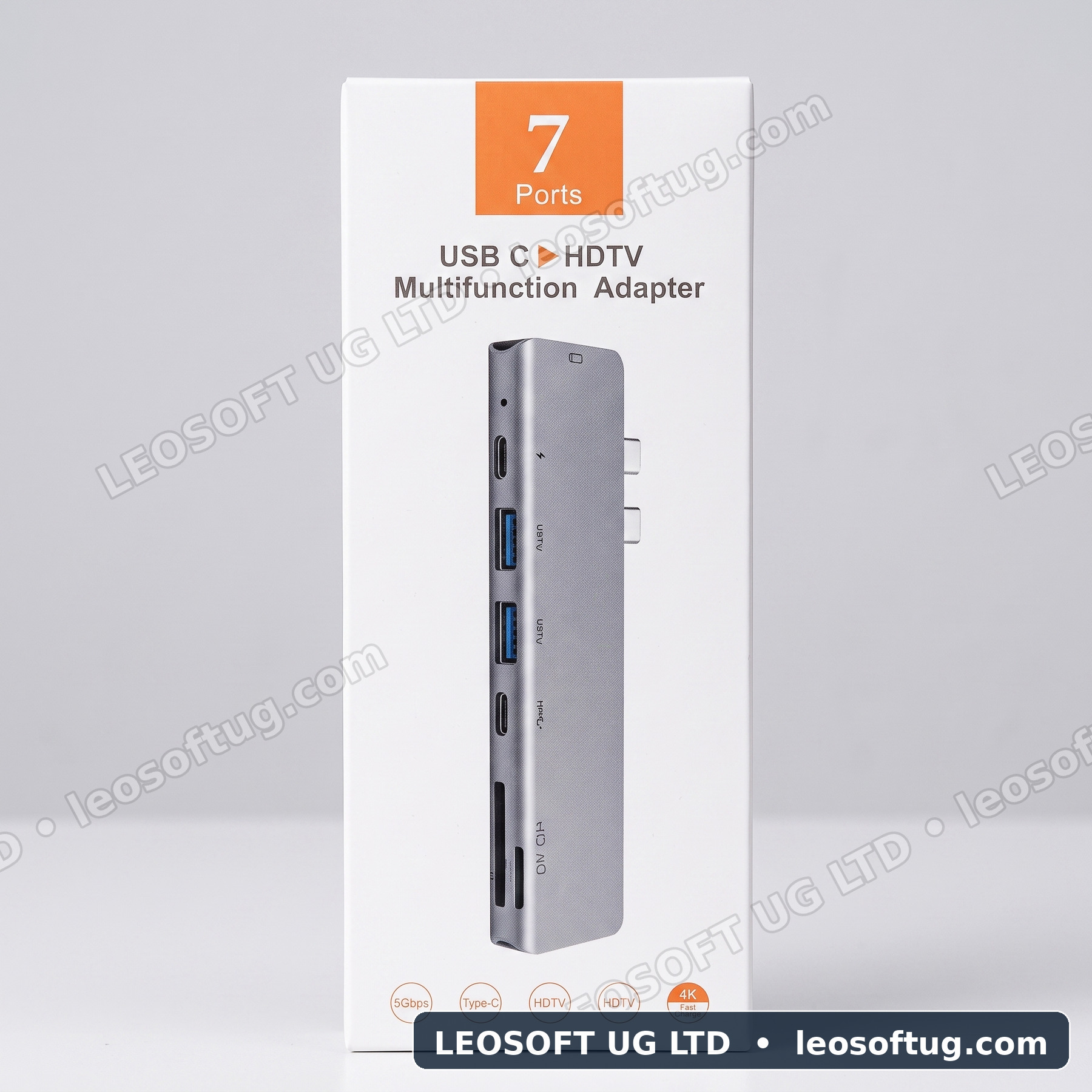 7-in-1 Dual USB-C Hub Adapter for MacBook Pro & Air (4K HDMI, PD Charging, SD/TF, USB 3.0)